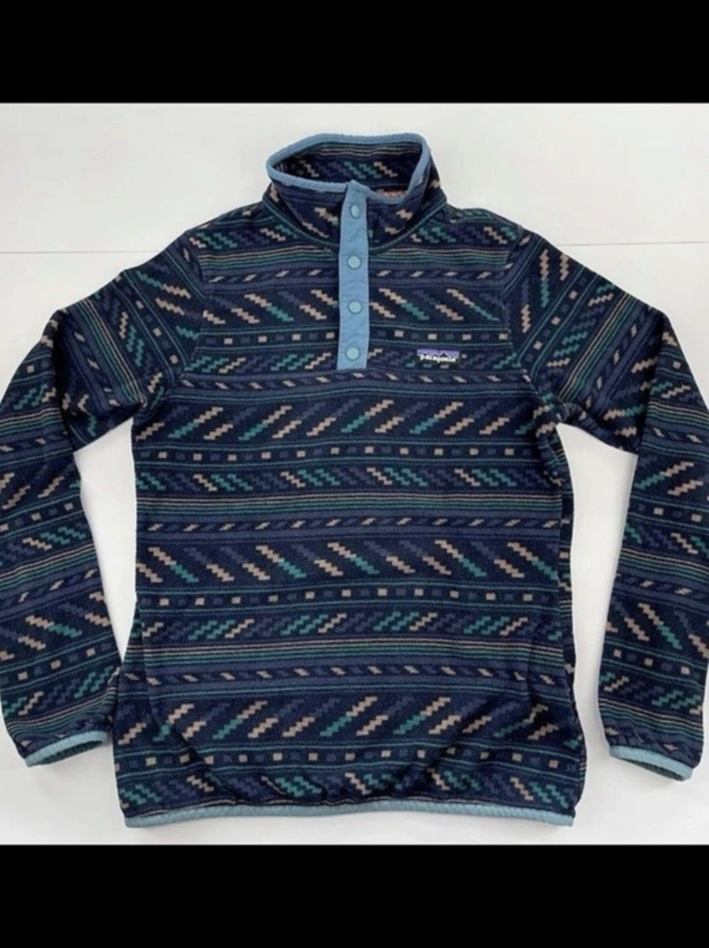 patagonia Lightweight Synchilla Snap-T Pullover Boys XS Blue & Green
